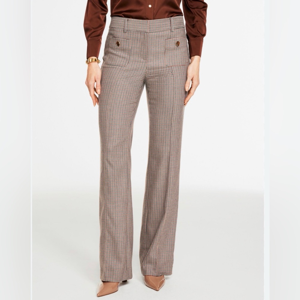 Talbots boot leg, charming plaid pants/trousers,patch pocket w/button accent, 14